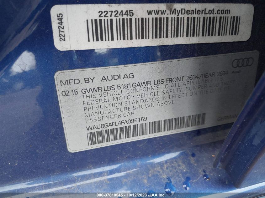 2015 AUDI S4 PREMIUM PLUS - WAUBGAFL4FA096159