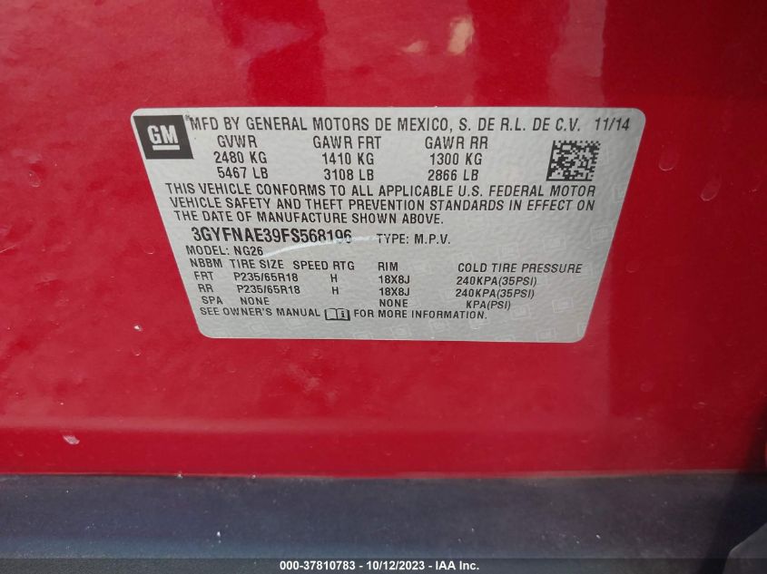 2015 CADILLAC SRX BASE - 3GYFNAE39FS568196