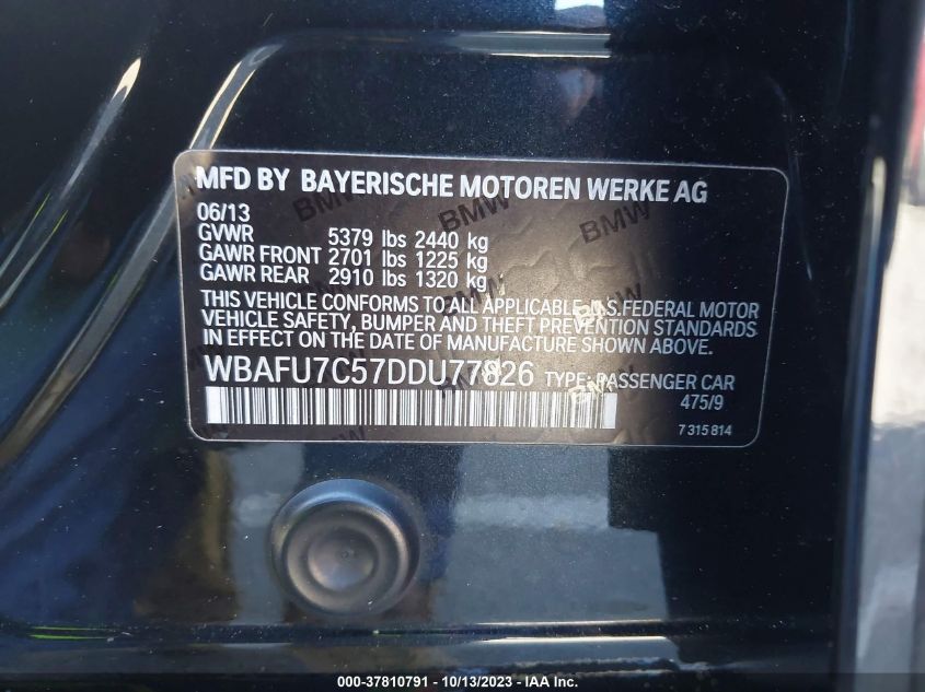 2013 BMW 535I XDRIVE WBAFU7C57DDU77826