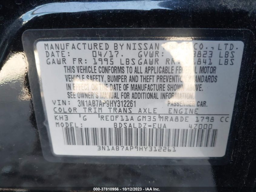 2017 NISSAN SENTRA SV - 3N1AB7AP9HY312261