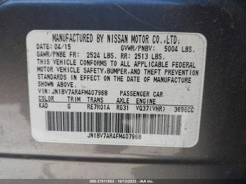 2015 INFINITI Q50 - JN1BV7AR4FM407968