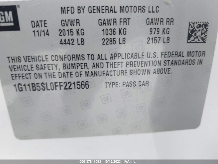 2015 CHEVROLET MALIBU LS - 1G11B5SL0FF221566