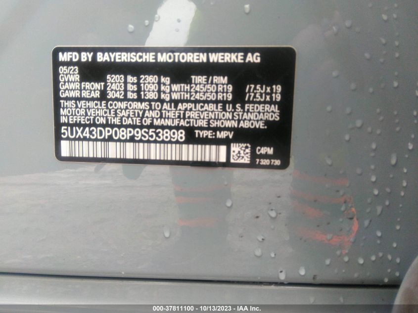 5UX43DP08P9S53898 2023 BMW X3, photo no. 9