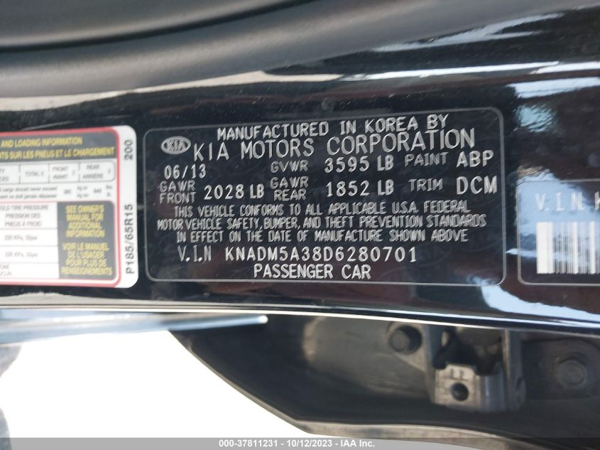 2013 KIA RIO LX - KNADM5A38D6280701