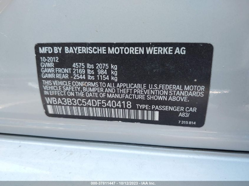 2013 BMW 328I XDRIVE WBA3B3C54DF540418