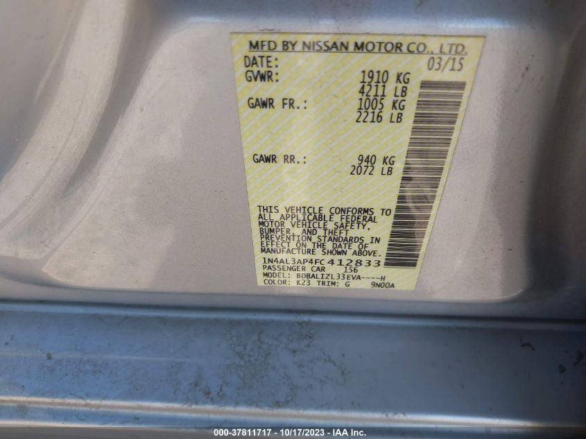 2015 NISSAN ALTIMA 2.5 SV - 1N4AL3AP4FC412833