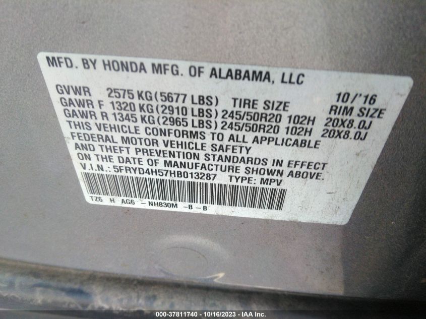 2017 ACURA MDX TECHNOLOGY - 5FRYD4H57HB013287
