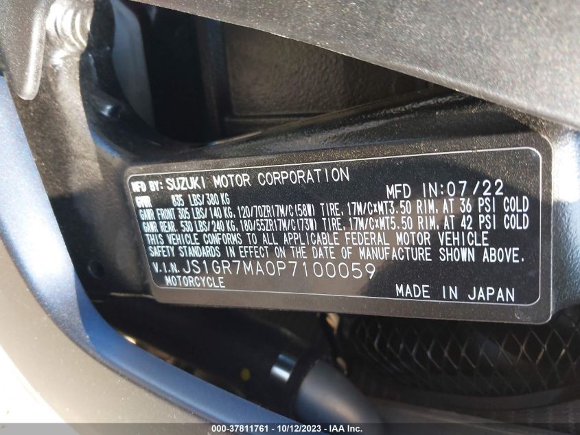 2023 SUZUKI GSX-R750 - JS1GR7MA0P7100059