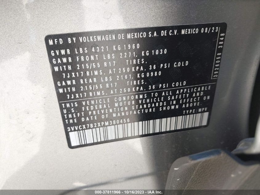 2023 VOLKSWAGEN TAOS S - 3VVCX7B2XPM380456