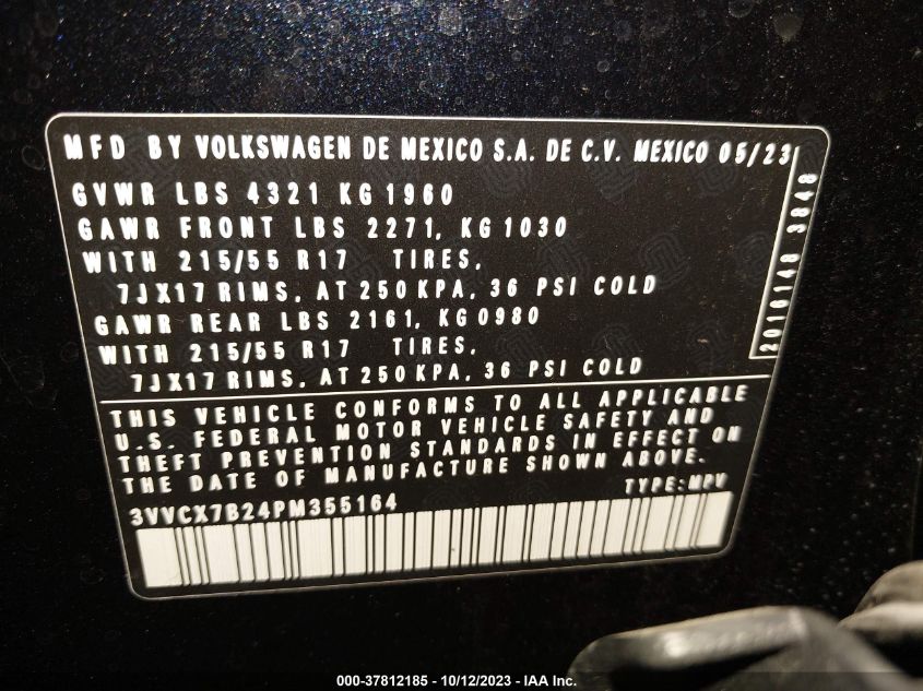 2023 VOLKSWAGEN TAOS 1.5T S - 3VVCX7B24PM355164