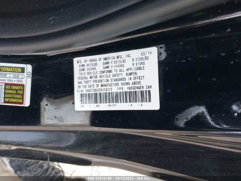 2014 HONDA ACCORD EX-L V-6 - 1HGCT2B82EA006372