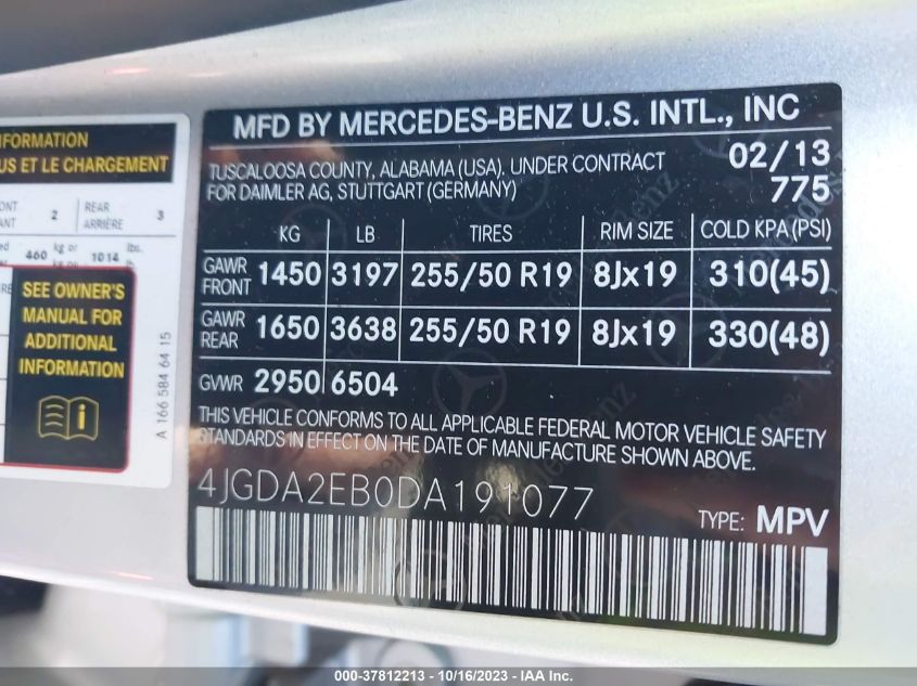2013 MERCEDES-BENZ ML 350 BLUETEC - 4JGDA2EB0DA191077