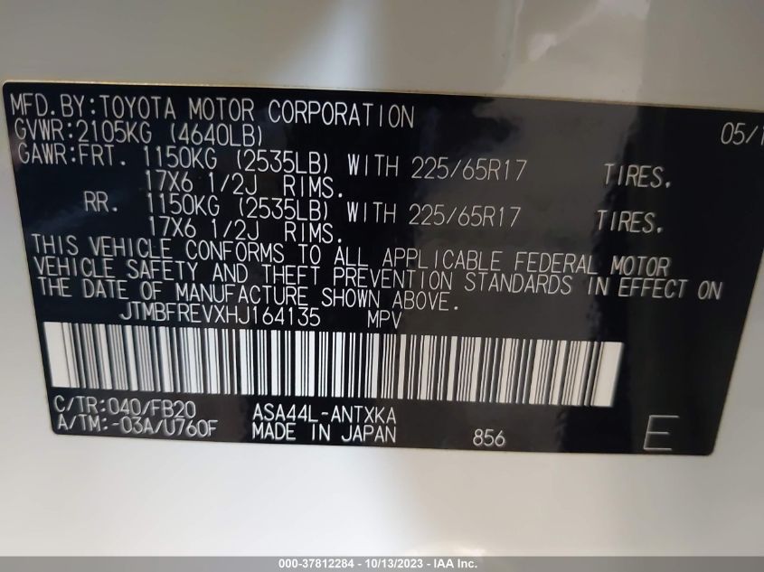 2017 TOYOTA RAV4 LE - JTMBFREVXHJ164135