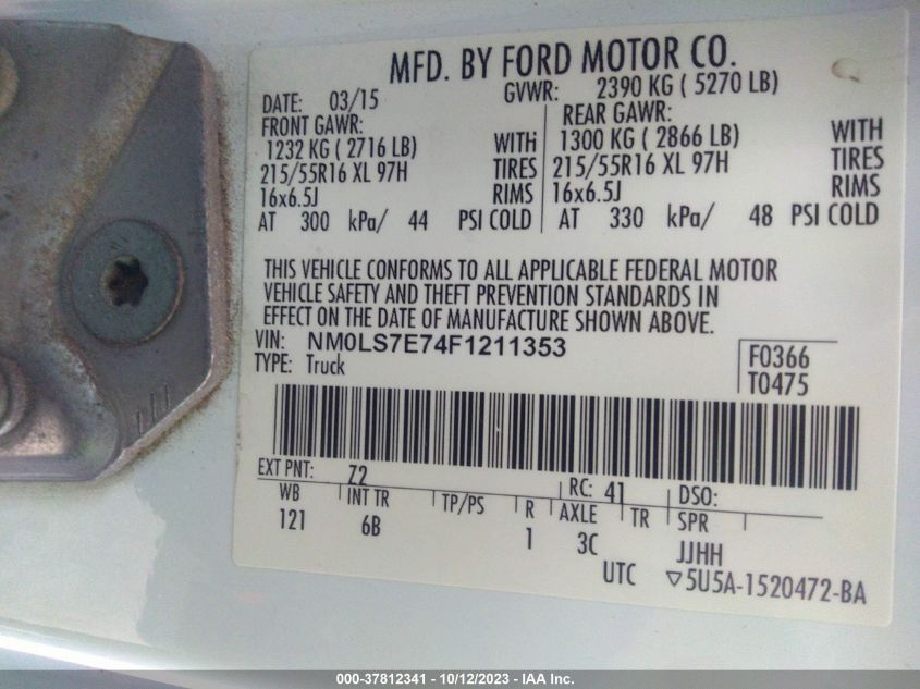 2015 FORD TRANSIT CONNECT XL - NM0LS7E74F1211353
