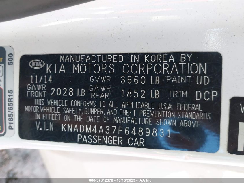 2015 KIA RIO LX - KNADM4A37F6489831