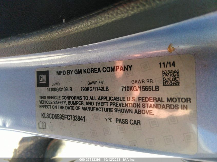 2015 CHEVROLET SPARK LT - KL8CD6S95FC733841