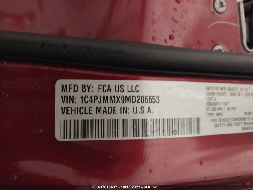 2021 JEEP CHEROKEE LATITUDE LUX - 1C4PJMMX9MD206653