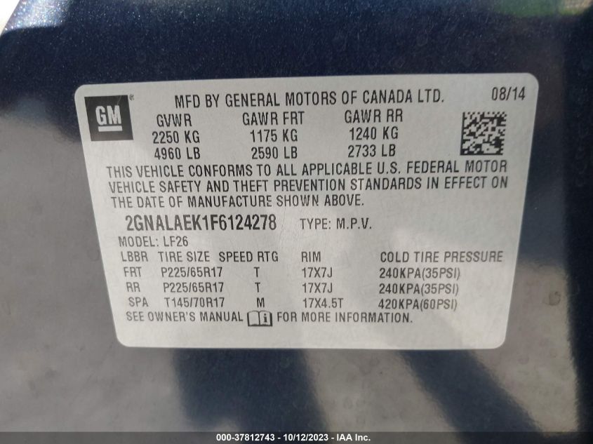 2015 CHEVROLET EQUINOX LS - 2GNALAEK1F6124278