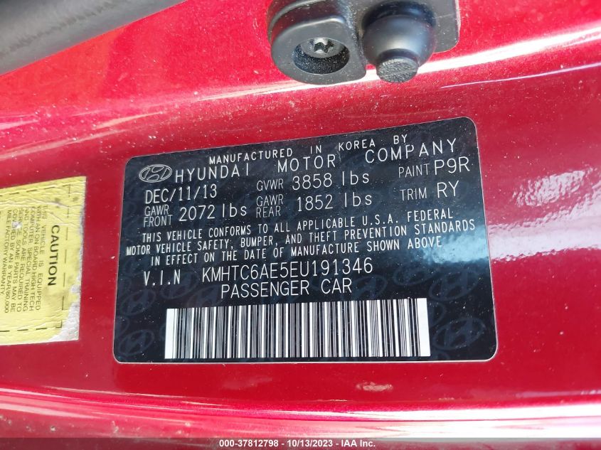 2014 HYUNDAI VELOSTER TURBO - KMHTC6AE5EU191346