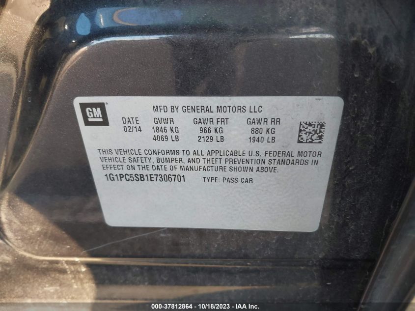 2014 CHEVROLET CRUZE 1LT - 1G1PC5SB1E7306701