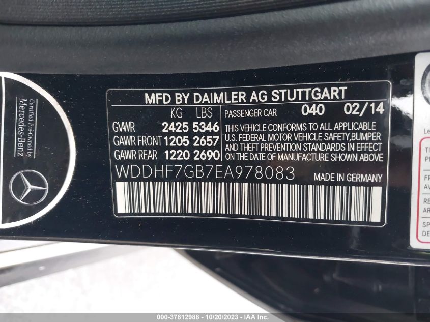 2014 MERCEDES-BENZ E 63 AMG S 4MATIC - WDDHF7GB7EA978083
