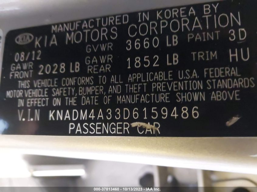 2013 KIA RIO LX - KNADM4A33D6159486