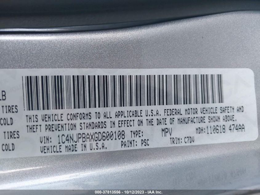 2016 JEEP PATRIOT SPORT - 1C4NJPBAXGD600108