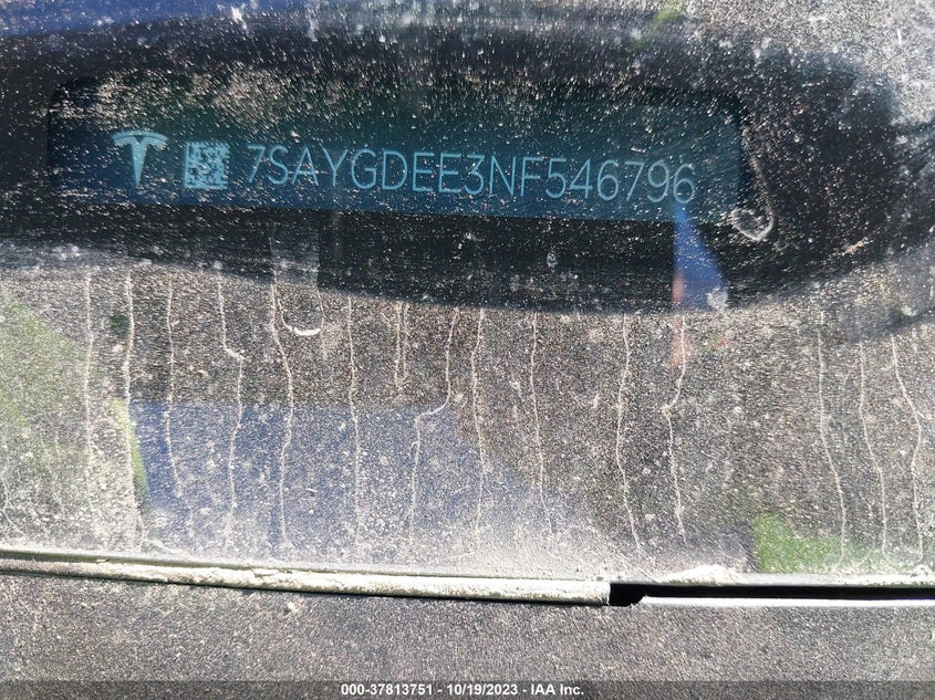 VIN 7SAYGDEE3NF546796 2022 TESLA MODEL Y