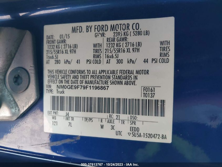 2015 FORD TRANSIT CONNECT WAGON XLT NM0GE9F79F1196867