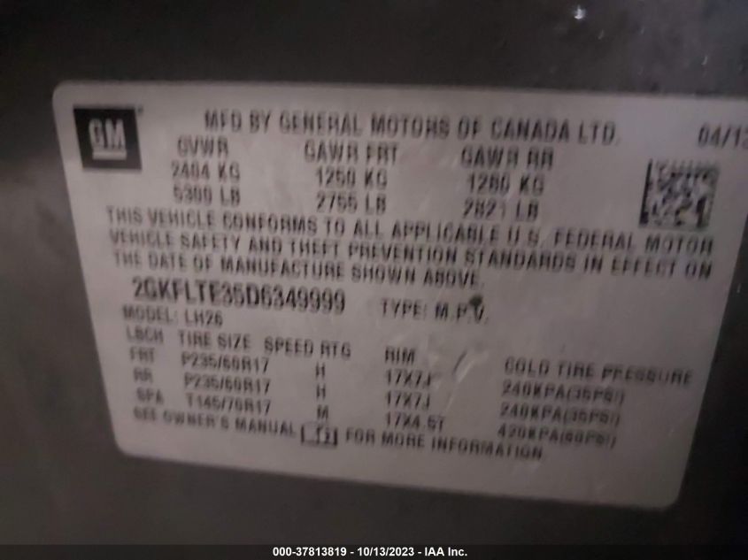 2013 GMC TERRAIN SLE - 2GKFLTE35D6349999