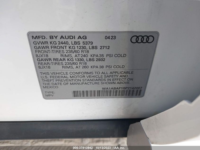 WA1ABAFY6P2142007 2023 AUDI Q5, photo no. 9