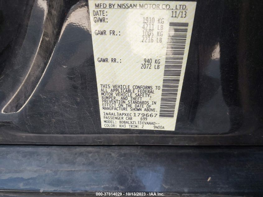 2014 NISSAN ALTIMA 2.5/S/SV/SL - 1N4AL3APXEC179667