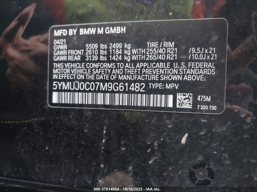 2021 BMW X4 M 5YMUJ0C07M9G61482