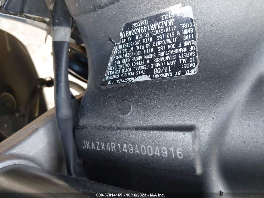 2009 KAWASAKI ZX600 R JKAZX4R149A004916