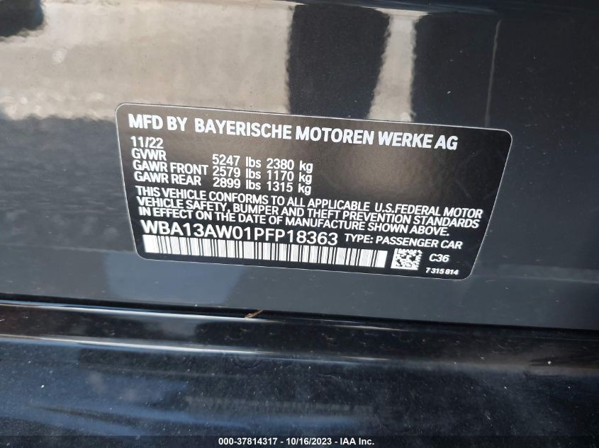 2023 BMW M440I GRAN COUPE XDRIVE - WBA13AW01PFP18363