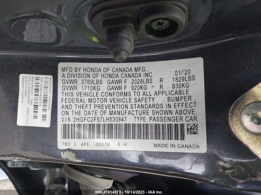 2020 HONDA CIVIC LX - 2HGFC2F67LH530847