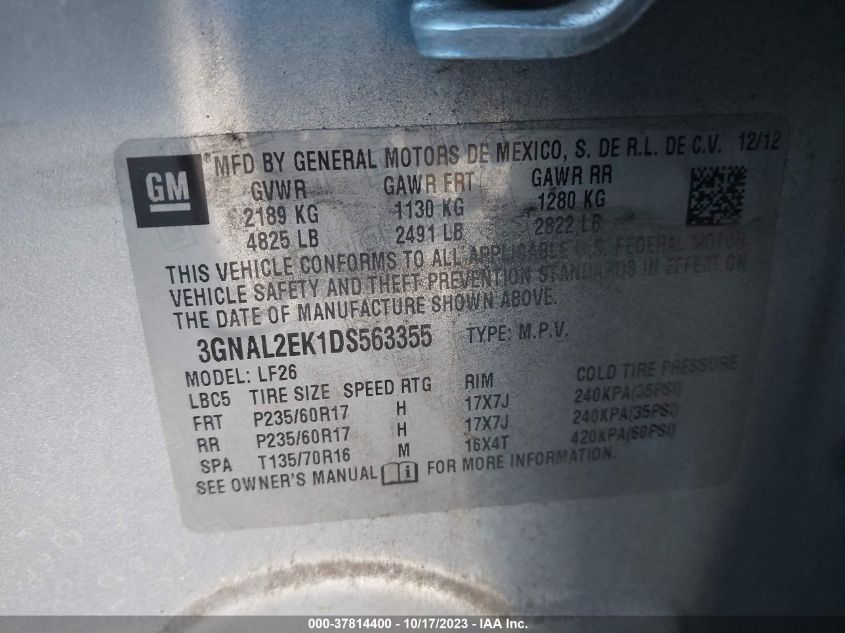 2013 CHEVROLET CAPTIVA SPORT FLEET LS - 3GNAL2EK1DS563355