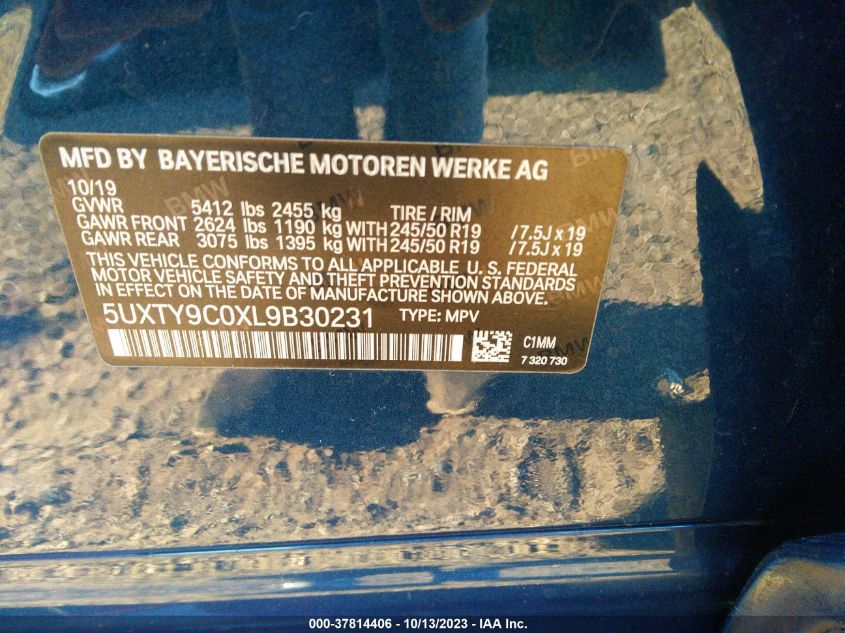 5UXTY9C0XL9B30231 2020 BMW X3, photo no. 9