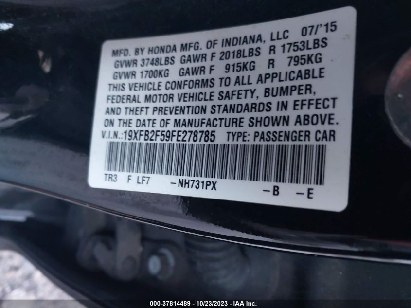 2015 HONDA CIVIC SEDAN LX - 19XFB2F59FE278785