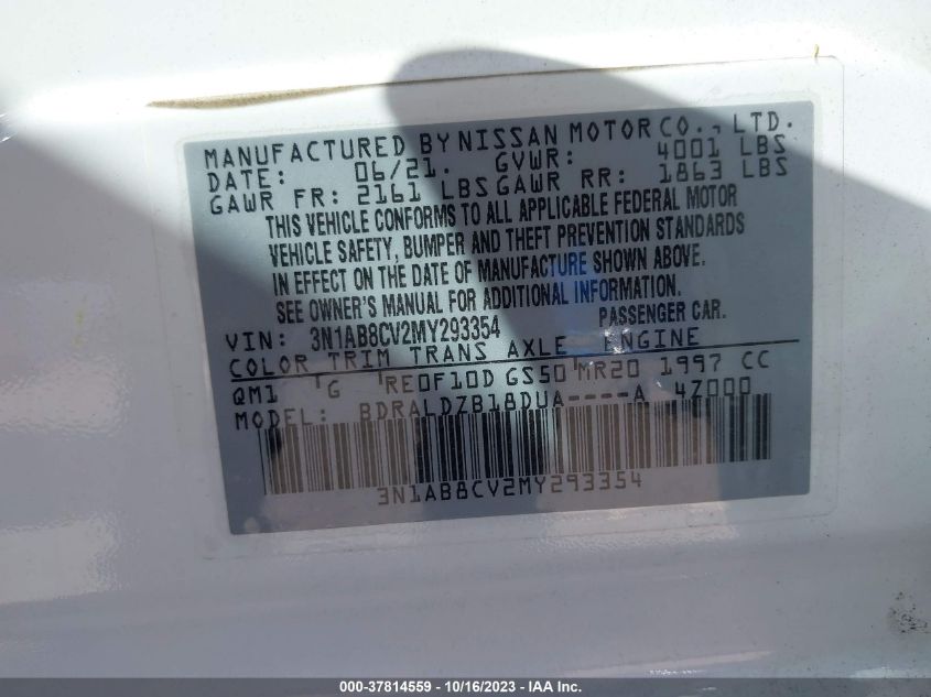 2021 NISSAN SENTRA SV - 3N1AB8CVXMY223889