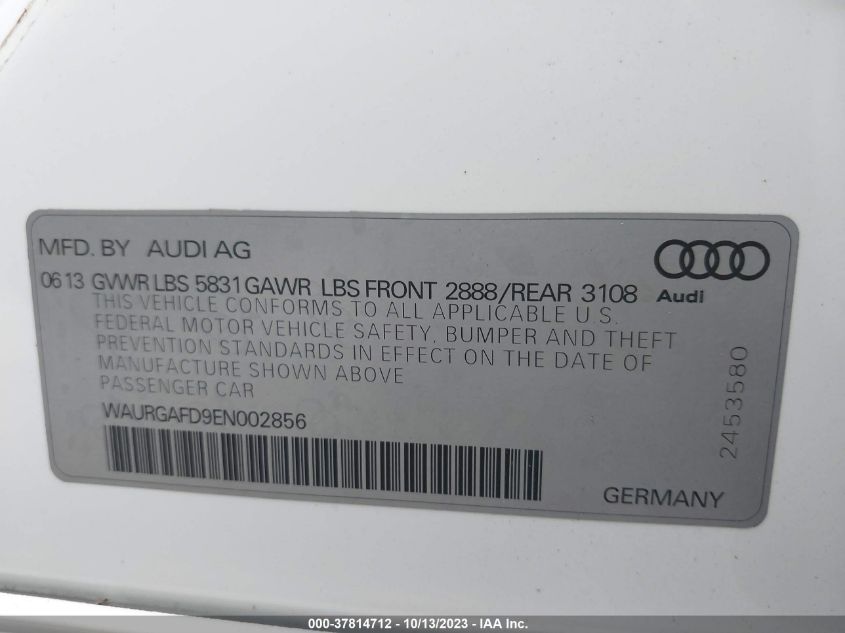 2014 AUDI A8 L 3.0T WAURGAFD9EN002856