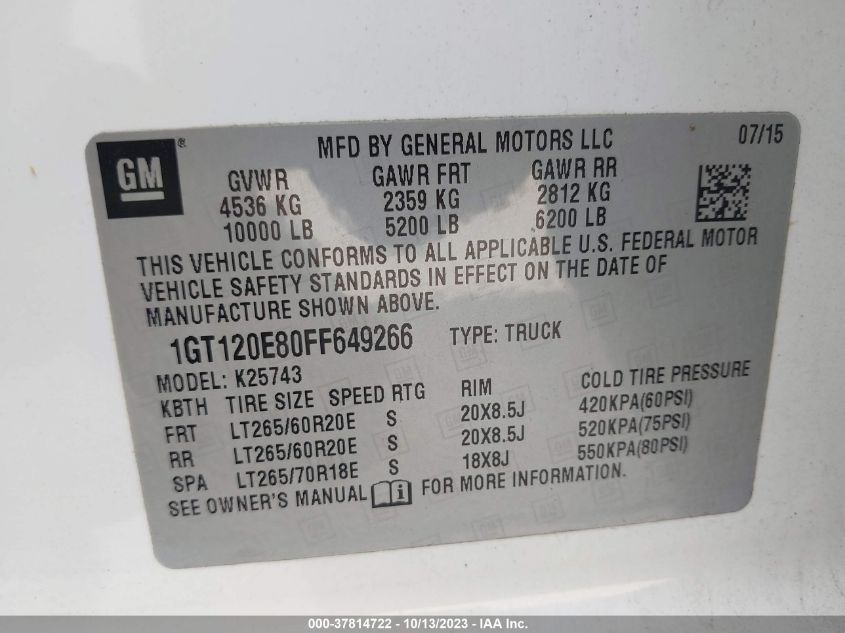 2015 GMC SIERRA 2500HD DENALI - 1GT120E80FF649266