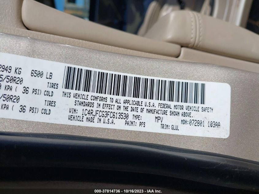 2015 JEEP GRAND CHEROKEE OVERLAND - 1C4RJFCG3FC613530