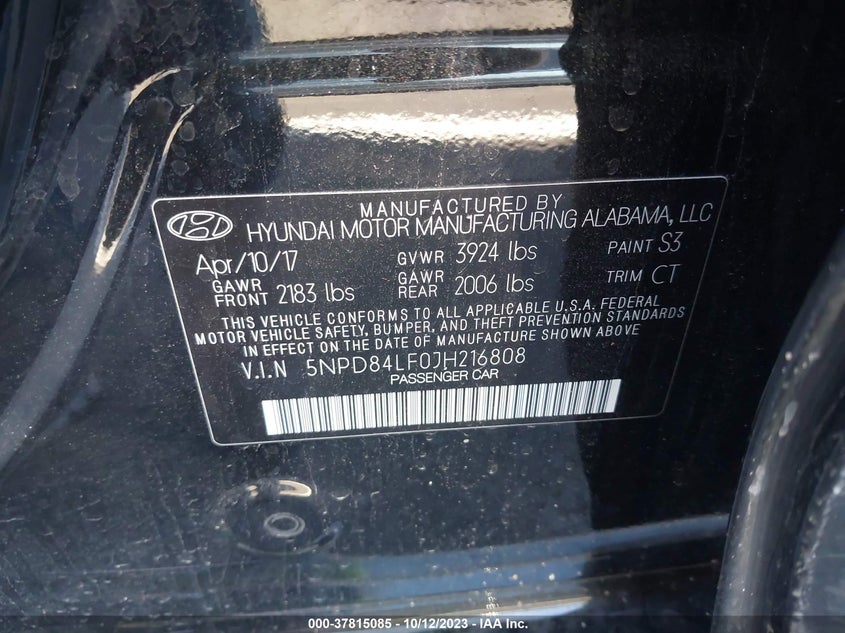 VIN 5NPD84LF0JH216808 2018 HYUNDAI ELANTRA SEL