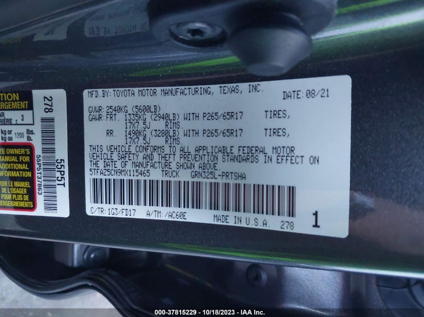 2021 TOYOTA TACOMA TRD SPORT - 5TFAZ5CN9MX115465