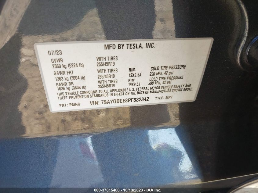 2023 TESLA MODEL Y LONG RANGE - 7SAYGDEE8PF832842