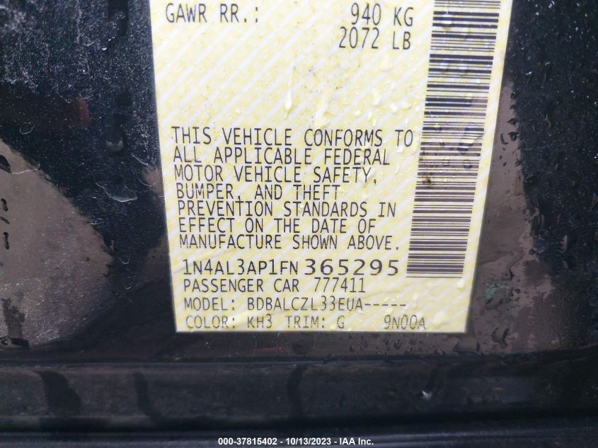 2015 NISSAN ALTIMA 2.5 S - 1N4AL3AP1FN365295