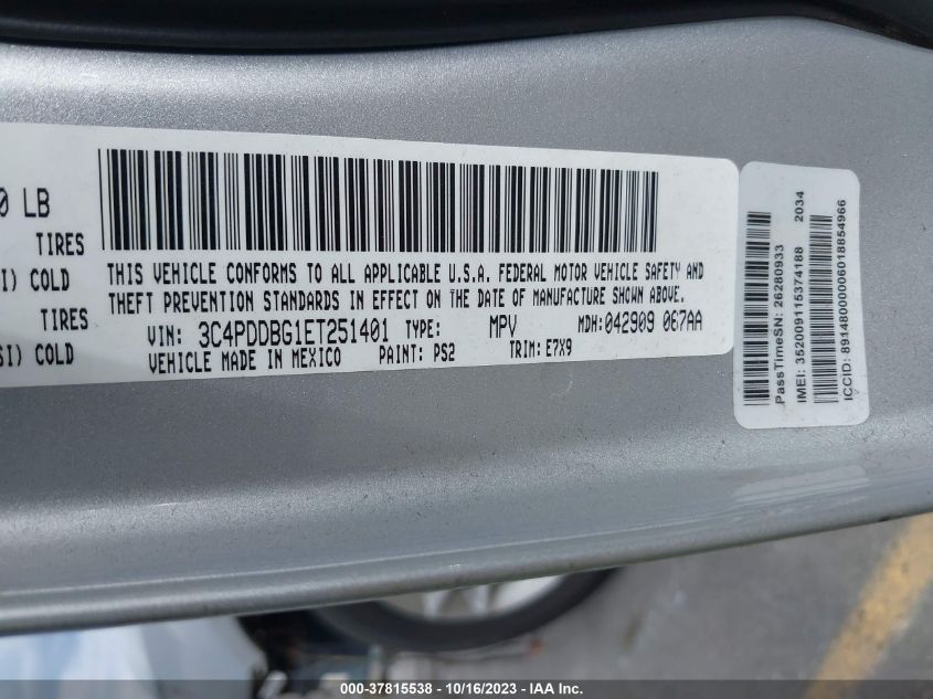 2014 DODGE JOURNEY SXT - 3C4PDDBG1ET251401