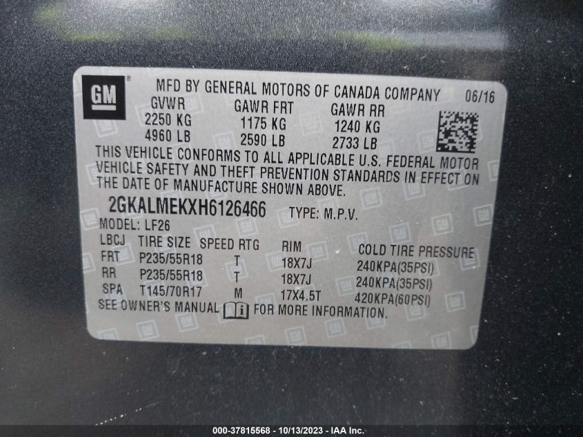 2017 GMC TERRAIN SLE - 2GKALMEKXH6126466