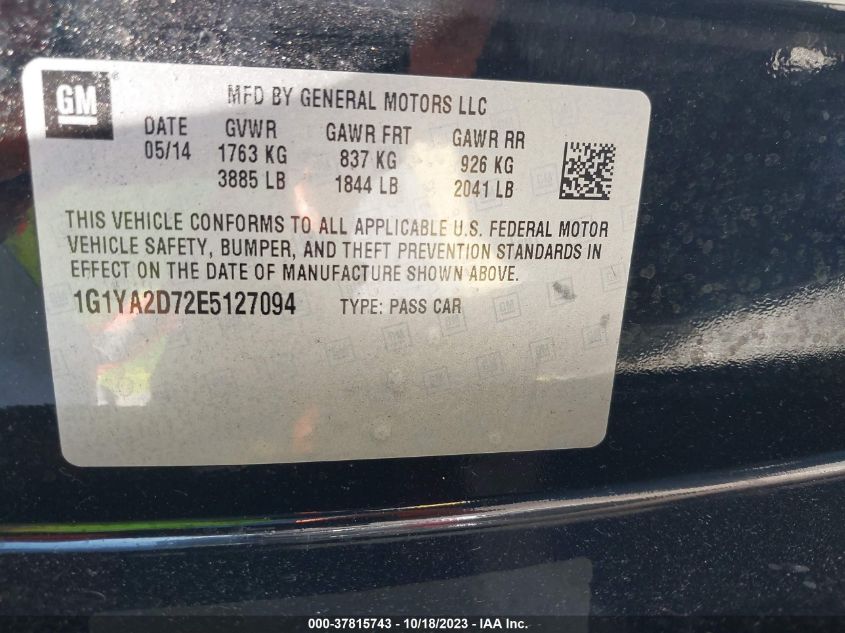 2014 CHEVROLET CORVETTE STINGRAY 1LT - 1G1YA2D72E5127094